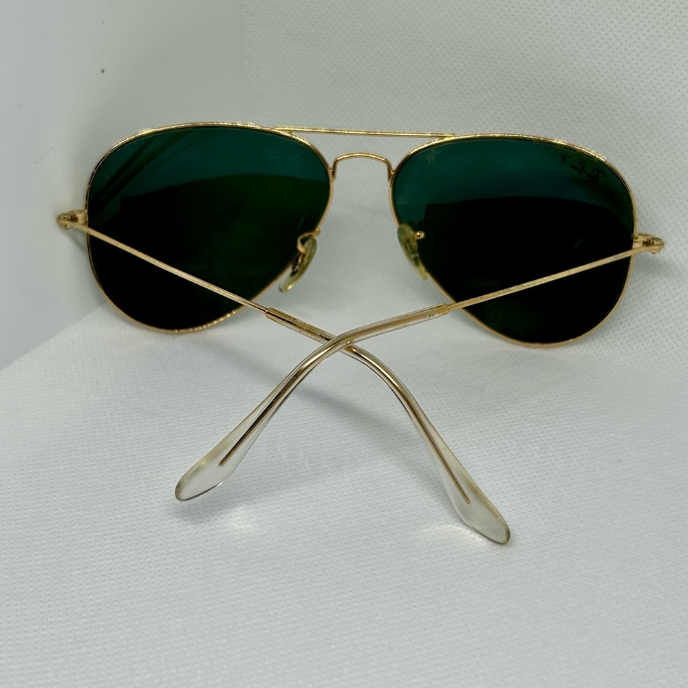 Ray-Ban Gold Frame Aviator Sunglasses with Green Lenses - Picture 5 of 10
